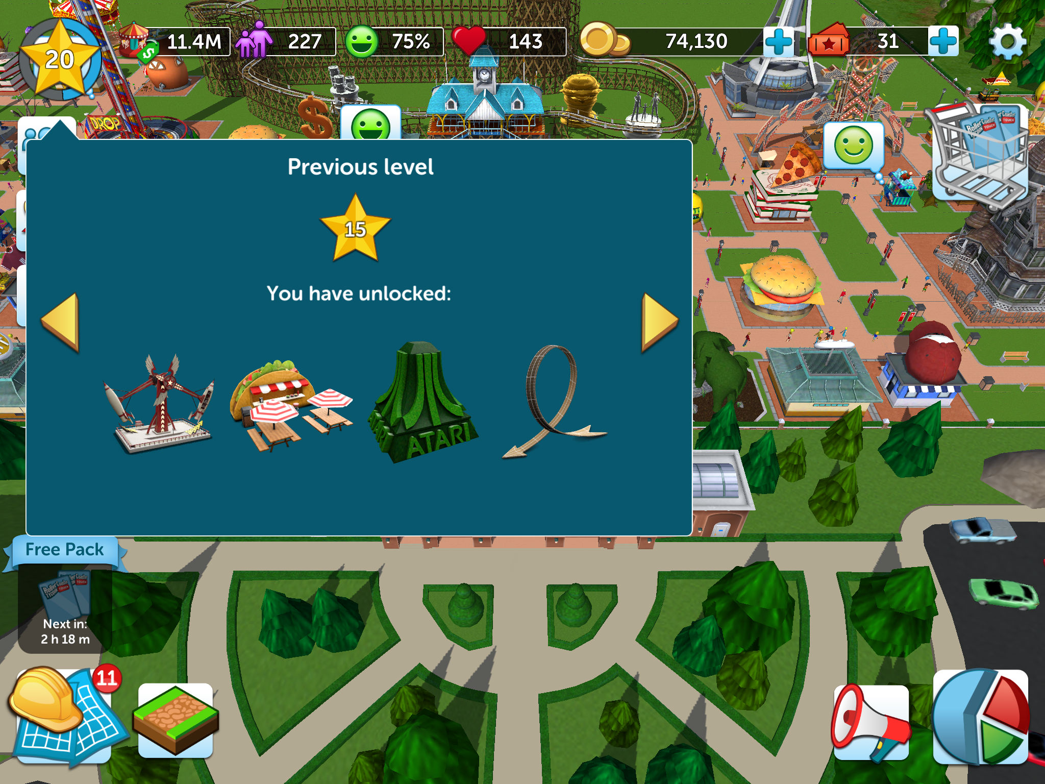 what-are-the-level-unlockables-rollercoaster-tycoon-touch