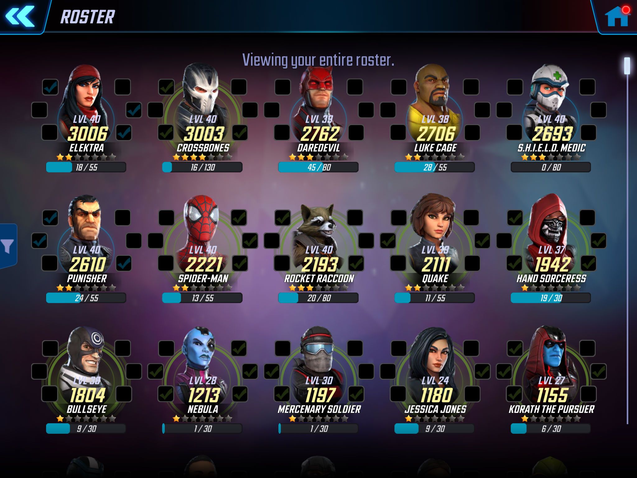 marvel strike force character list
