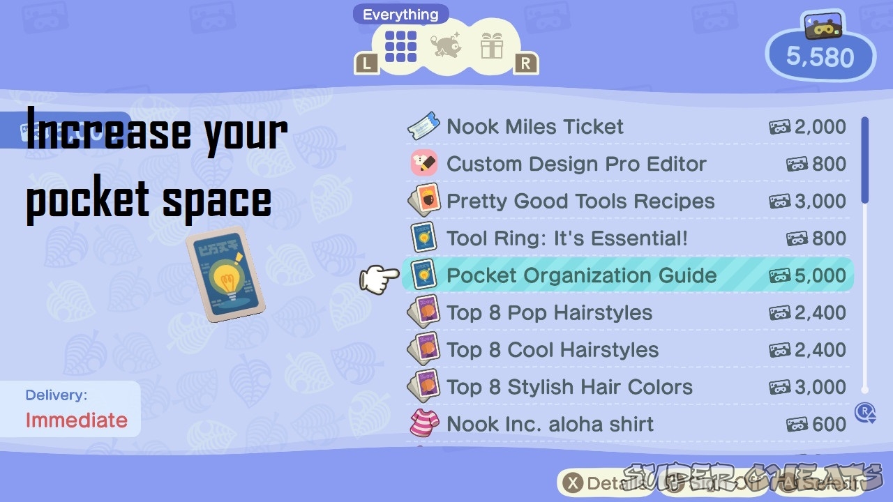 How do you increase your pocket space? Animal Crossing New Horizons