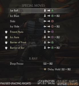 sub zero special moves list