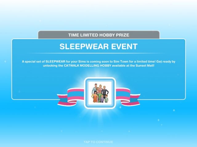 Sims FreePlay Sleepwear Event 2016