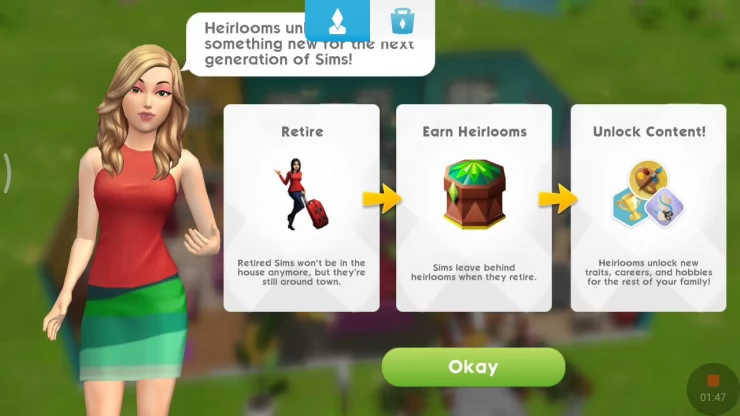 The Sims Mobile: Aging and Earning Traits