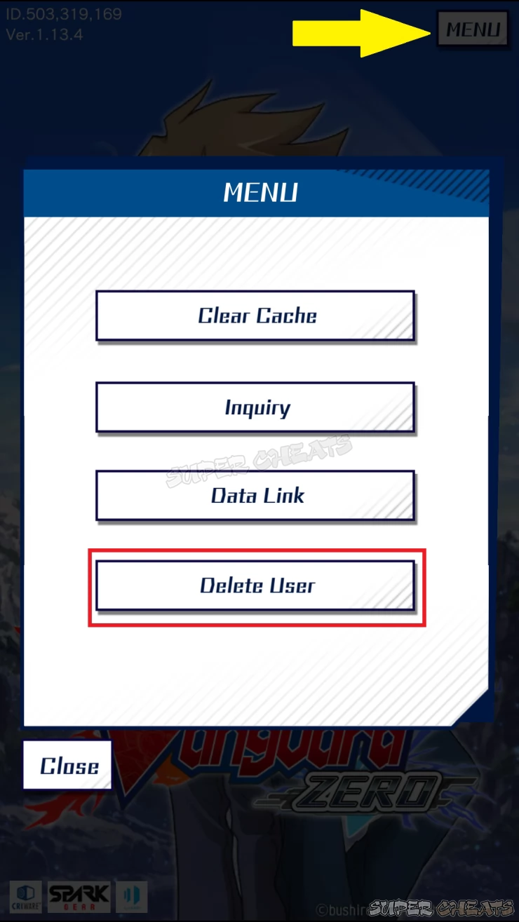 Use Menu at Log in Screen to Delete Data