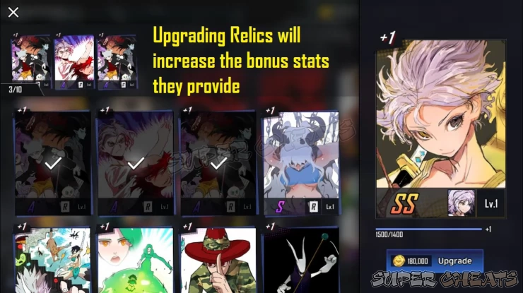 Use spare Relics for upgrades