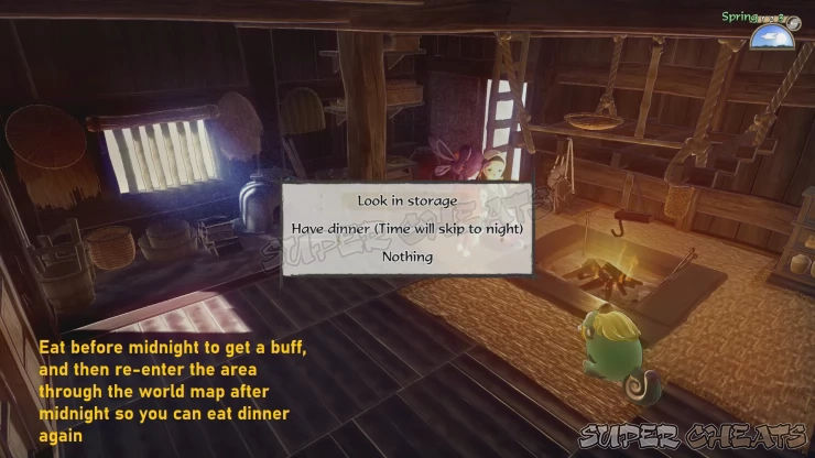 Get more buffs by eating Dinner twice