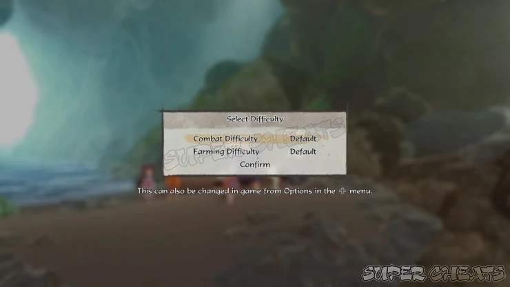 Game Difficulty can be selected once you begin
