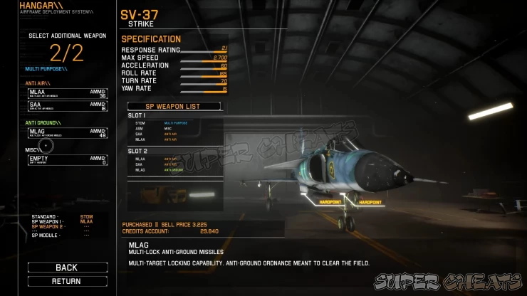 You can choose from a selection of weapon options per slot before starting a mission (Project Wingman)