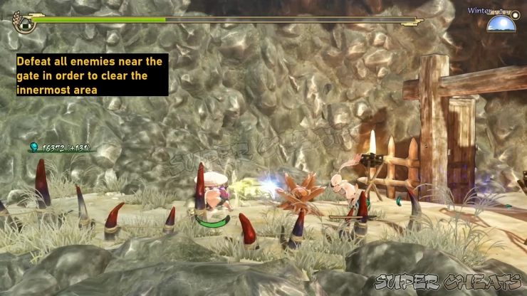 Defeat the enemies near the gate to clear the innermost area