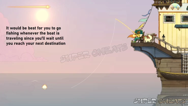 Use the Chair at the end of your ship to Fish