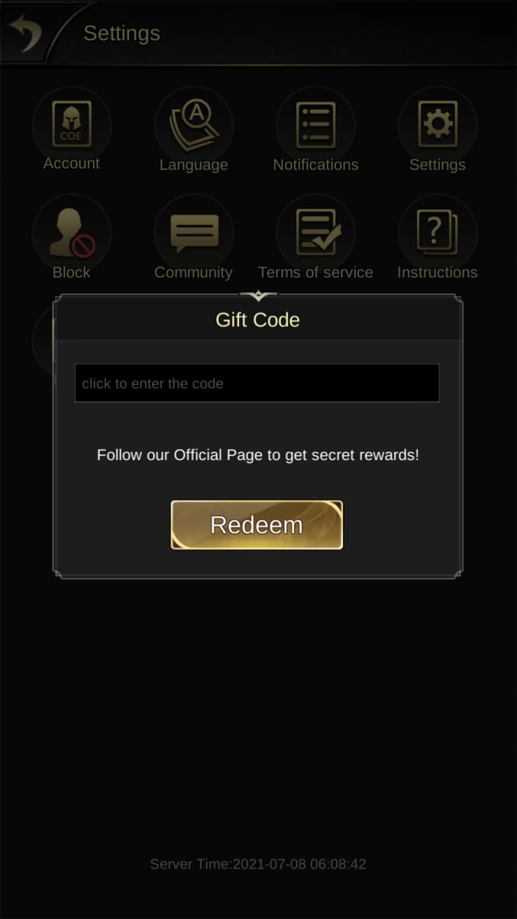 How to Enter Gift Codes in Clash of Empire