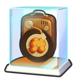 A vintage turntabale icon in a transparent case
