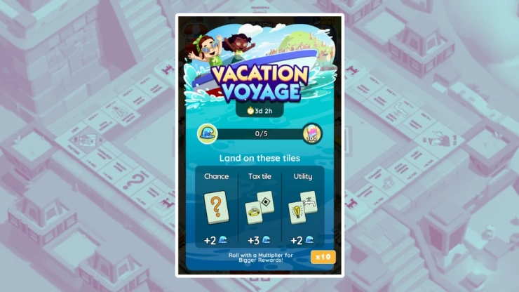 Shows the different points you can get by landing on certain tiles, two for utility and chance and three for tax