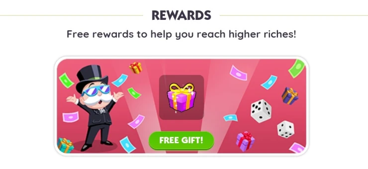 Screenshot showing an image of Mr Monopoly and a gift box Screenshot showing an image of Mr Monopoly and a gift box
