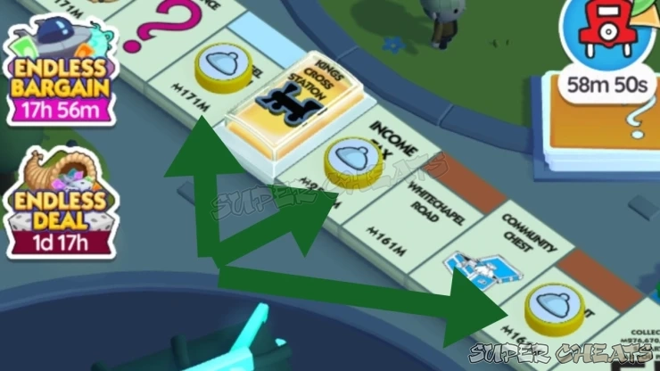 Screenshot showing an example of point scoring tiles close together.