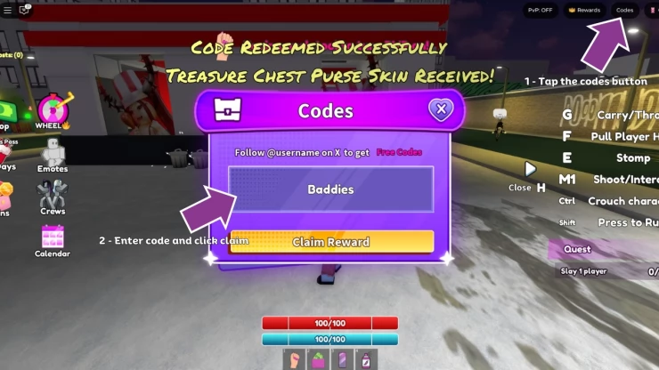 Roblox Baddies Codes - Redeem code feature added