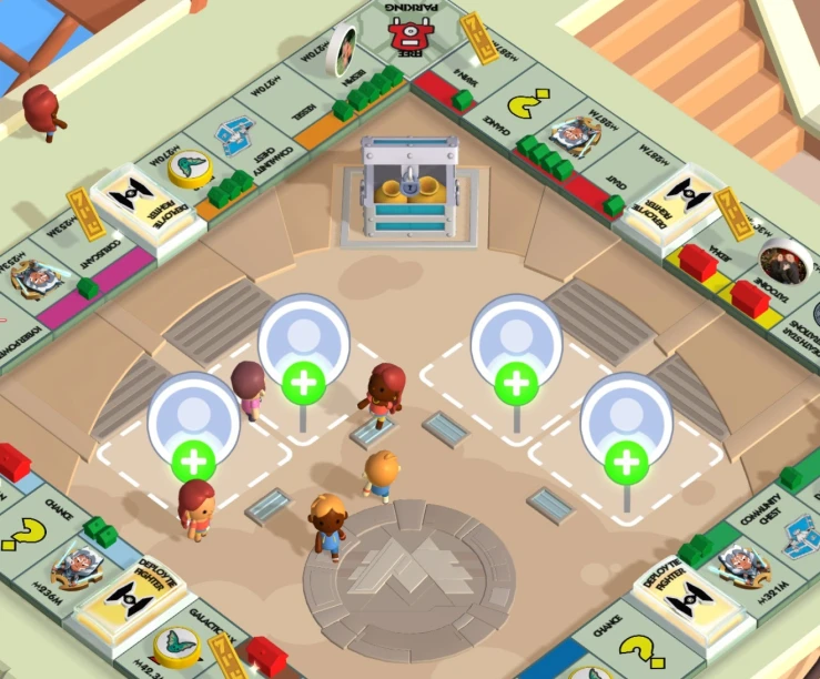 Monoply Go board with green plus icons