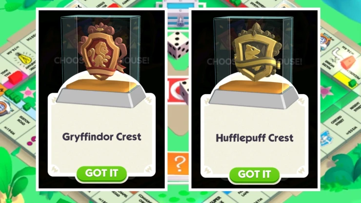 Gryffindor and Hufflepuff Crests