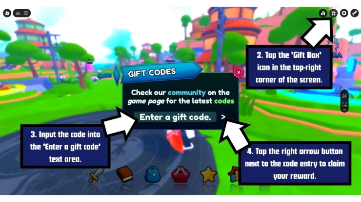 Anime Weapons redeem code screen showing where to enter Anime Weapons codes
