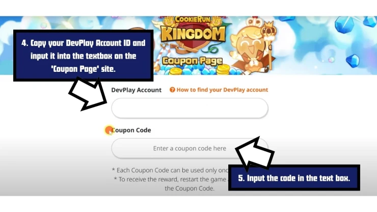 Cookie Run: Kingdom redeem code screen showing where to enter Cookie Run: Kingdom codes