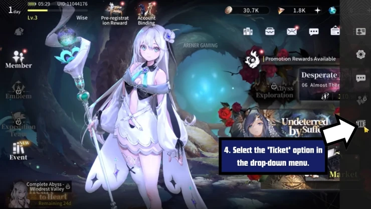 Elpis: Fallen Star redeem code screen showing where to enter Elpis: Fallen Star codes