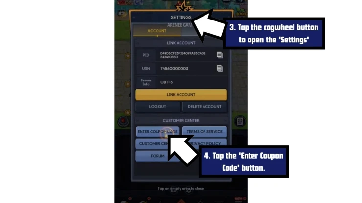 The King of Fighters AFK redeem code screen showing where to enter codes