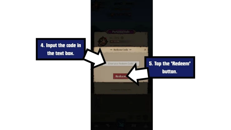 Lootfiend Idle Dungeons redeem code screen showing where to enter Lootfiend Idle Dungeons codes