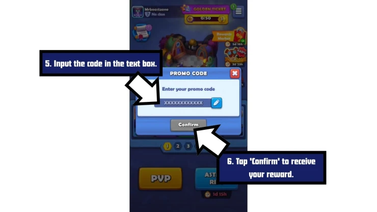 Ludus redeem code screen showing where to enter Ludus codes