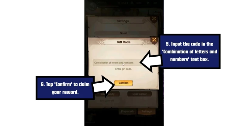 Omniheroes redeem code screen showing where to enter Omniheroes codes