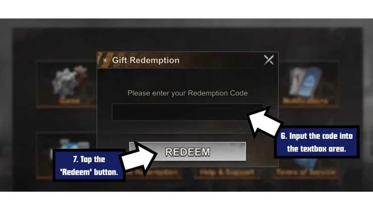 State of Survival redeem code screen showing where to enter State of Survival codes