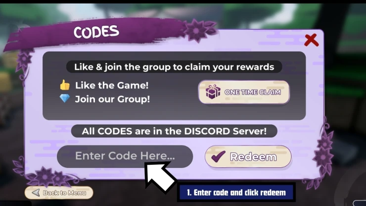 Code entry box