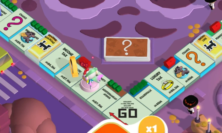 Screenshot showing the Go corner on the Monopoly GO board. Screenshot showing the Go corner on the Monopoly GO board.