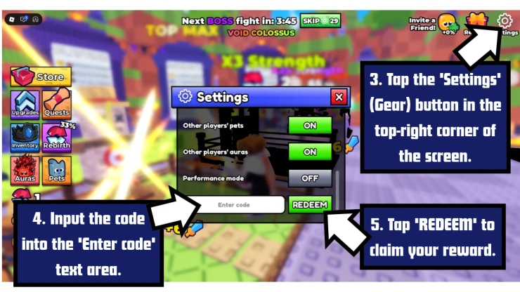 +1 Assassin Leveling redeem code screen showing where to enter +1 Assassin Leveling codes