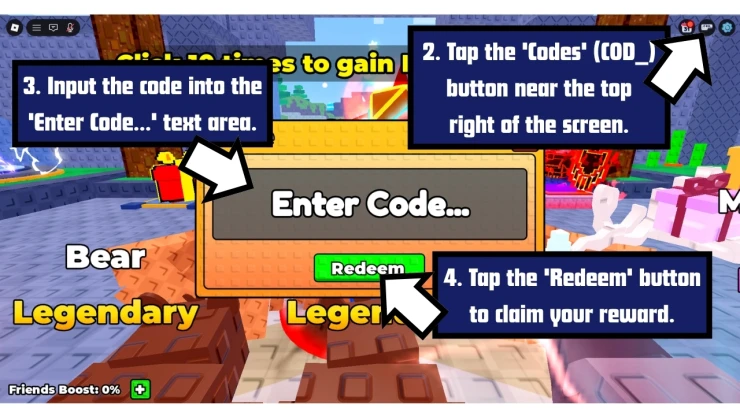 +1 Loot Evo redeem code screen showing where to enter +1 Loot Evo codes