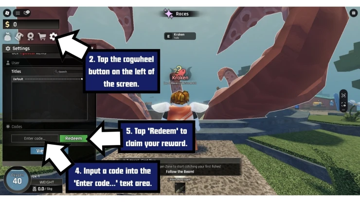 Abyss redeem code screen showing where to enter Abyss codes
