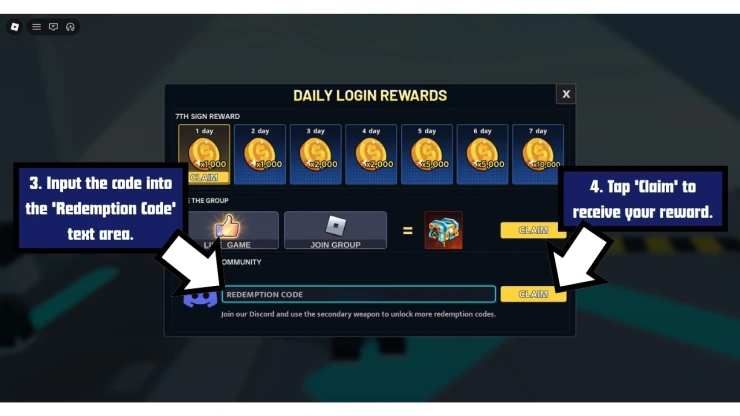 AirDrop Arena redeem code screen showing where to enter AirDrop Arena codes