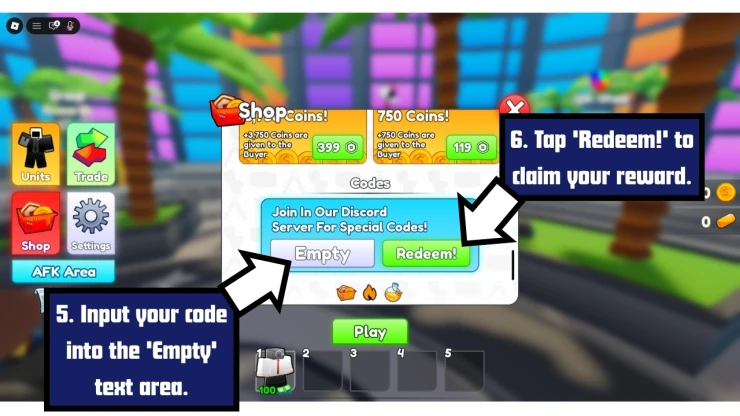 Alliance Tower Defense redeem code screen showing where to enter Alliance Tower Defense codes