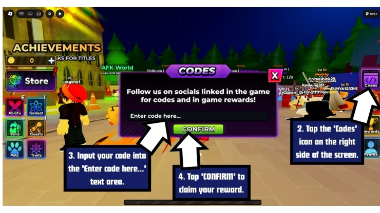 Anime Apocalypse redeem code screen showing where to enter Anime Apocalypse codes
