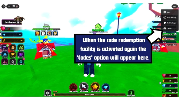 Anime Capture redeem code screen showing where to enter Anime Capture codes