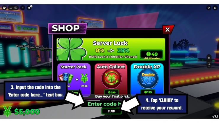 Anime Card Collection redeem code screen showing where to enter Anime Card Collection codes