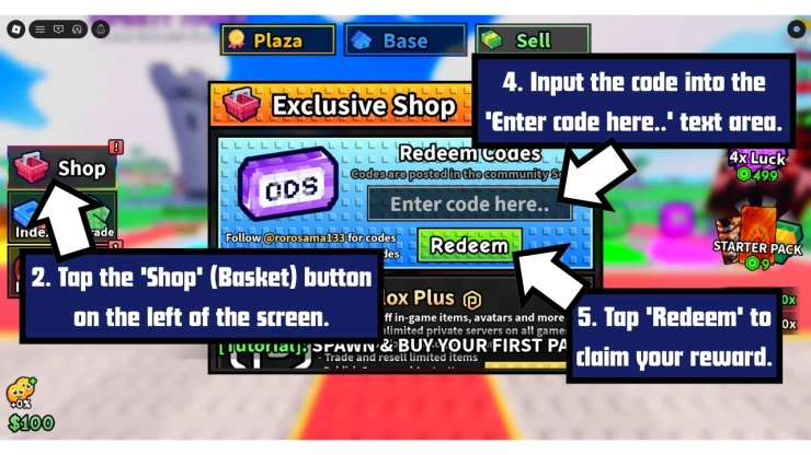 Anime Card Farm redeem code screen showing where to enter Anime Card Farm codes