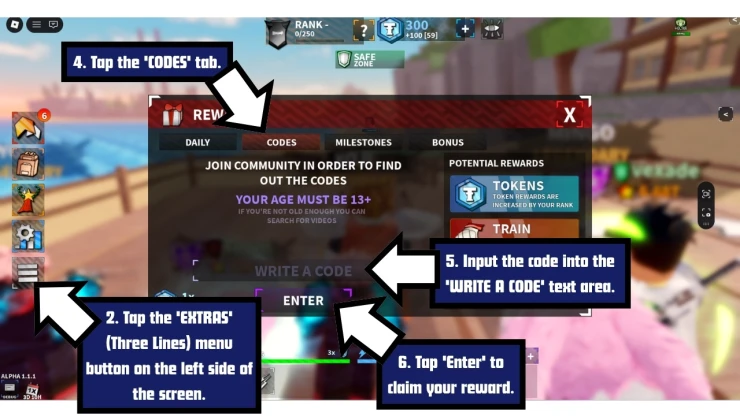 Anime Power League redeem code screen showing where to enter Anime Power League codes