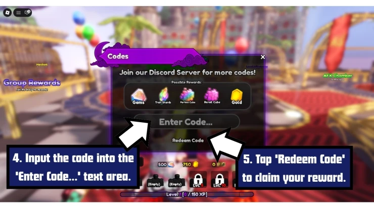 Anime Squadron redeem code screen showing where to enter Anime Squadron codes