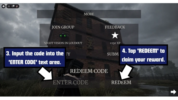 A Quiet Place: Deadzone redeem code screen showing where to enter A Quiet Place: Deadzone codes