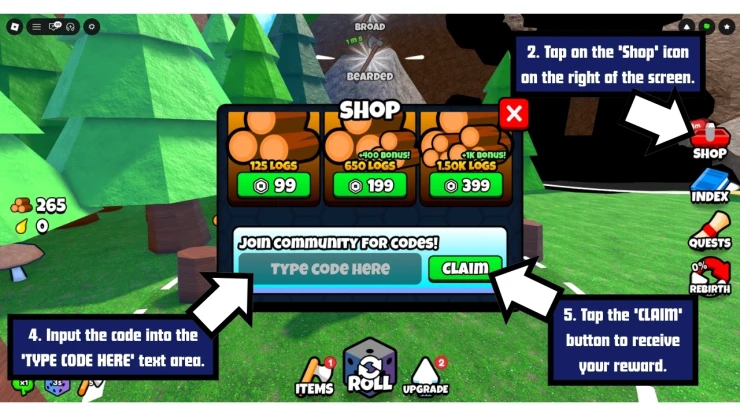 Axe RNG redeem code screen showing where to enter Axe RNG codes