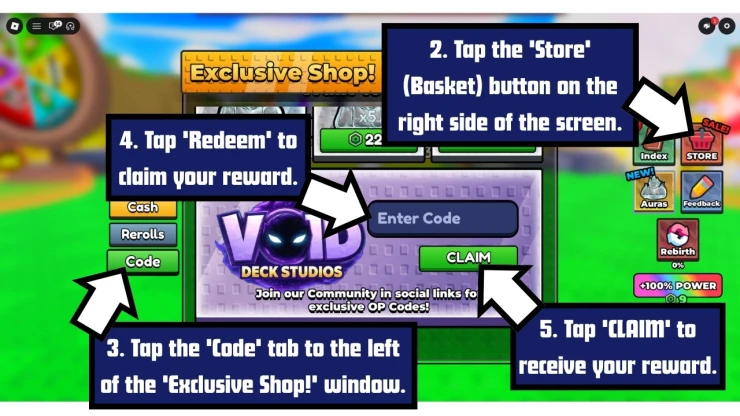 Be a Fish Bait redeem code screen showing where to enter Be a Fish Bait codes