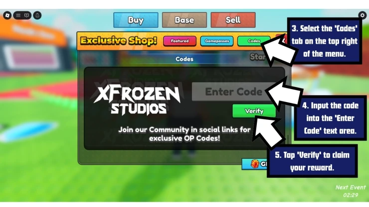 Be a Lucky Block redeem code screen showing where to enter Be a Lucky Block codes