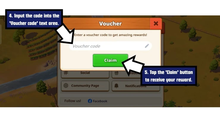 Big Farm Homestead redeem code screen showing where to enter Big Farm Homestead codes