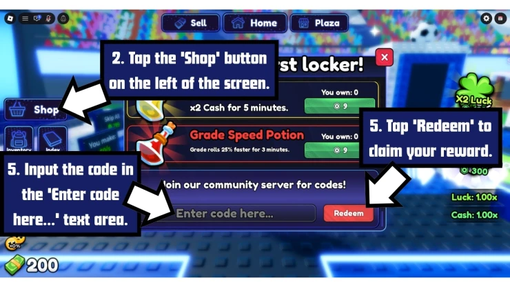 Blue Lock Farm redeem code screen showing where to enter Blue Lock Farm codes