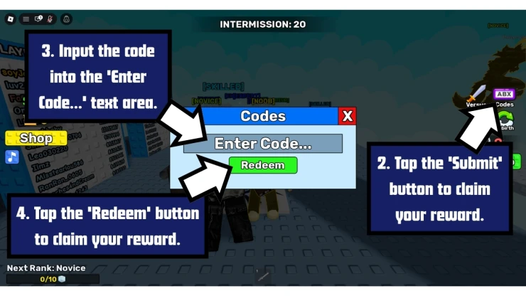 Bridge Battles redeem code screen showing where to enter Bridge Battles codes