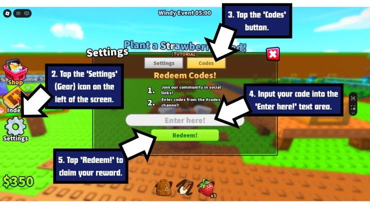Build A Farm Factory redeem code screen showing where to enter Build A Farm Factory codes